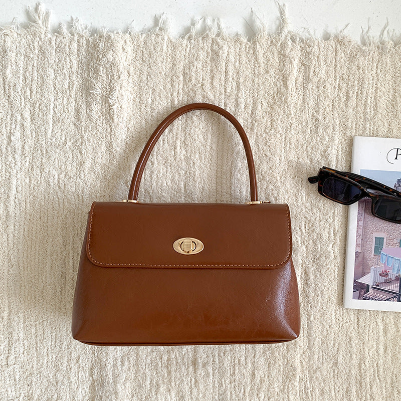 crossbody bag oil wax leather western style flip hand carrying