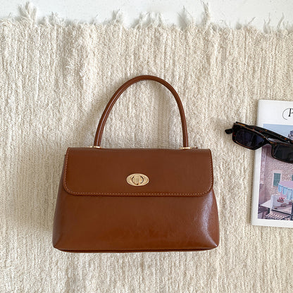 crossbody bag oil wax leather western style flip hand carrying