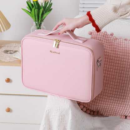 smart led cosmetic case with mirror cosmetic bag large capacity fashion portable storage bag travel makeup bags