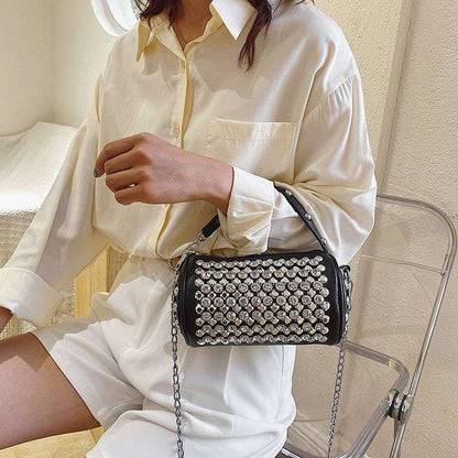 womens diamond studded small cylinder western style handbags