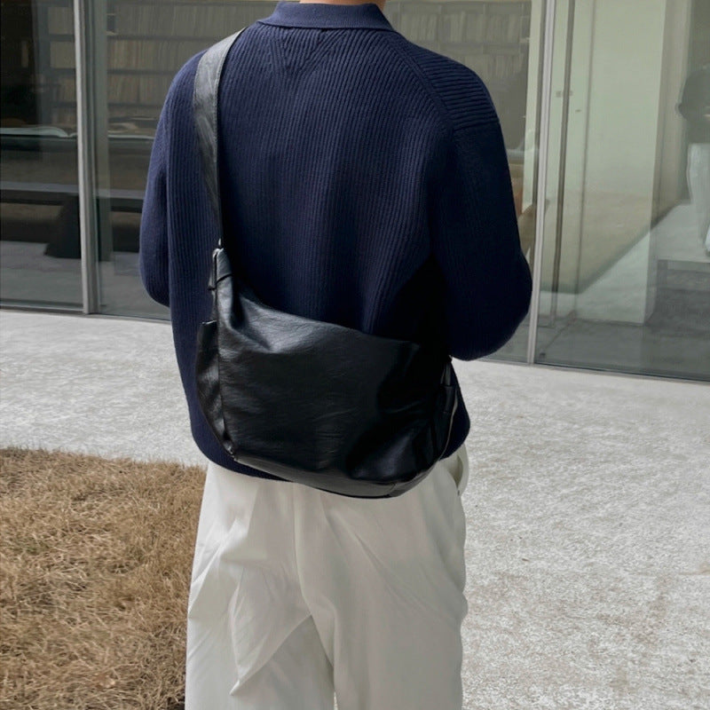 simple style mens crossbody large capacity riding commuter shoulder bag