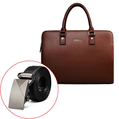 real cowhide mens bag briefcase business handbag