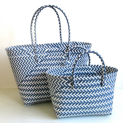 woven portable striped color matching beach fashion womens bag