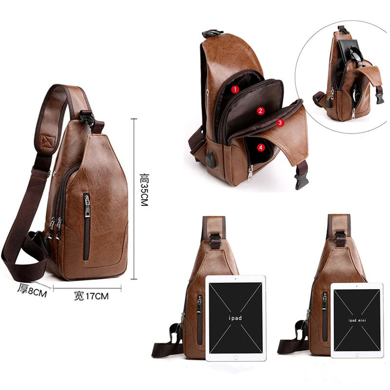 luxury brand messenger bag leather men chest bag vintage crossbody shoulder bag mens business sling bags male casual chest pack