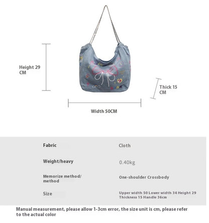 Women's Niche Graffiti Denim Canvas Casual Large Capacity Single Shoulder Bag