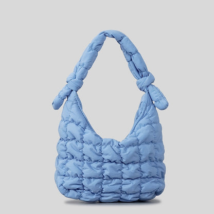 simple quilted bubble texture cloud pleated handbag for women