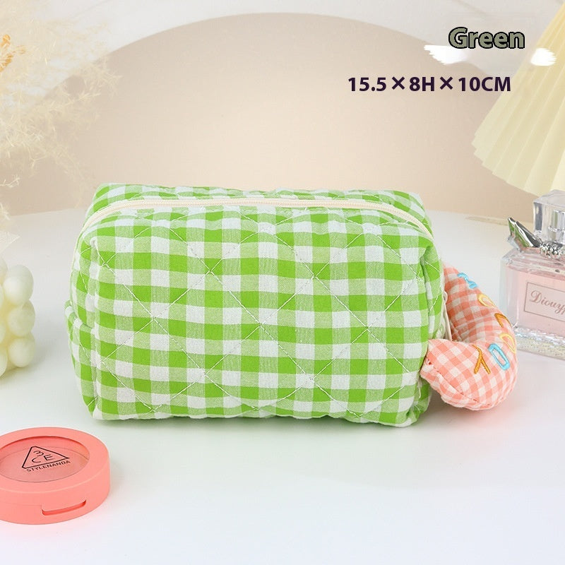 plaid cosmetic bag large capacity good looking ins cute portable storage bag