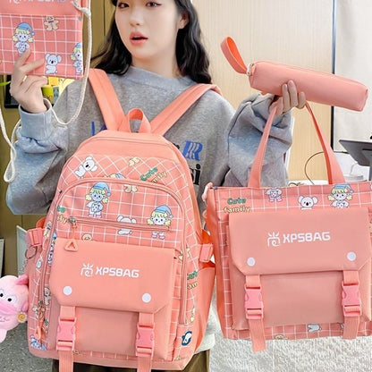 Backpack Primary School Girls Schoolbag Women's Four-piece Set