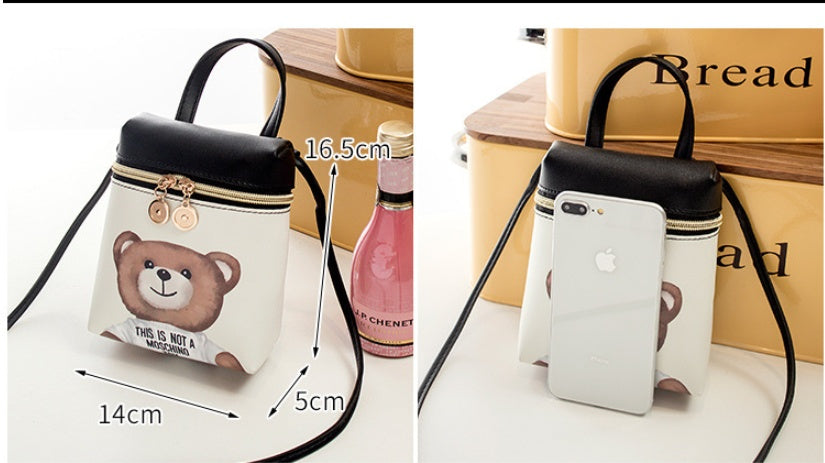 cute cartoon women messenger bags high quality cross body bag pu leather mini bear shoulder bag handbags bolsas feminina