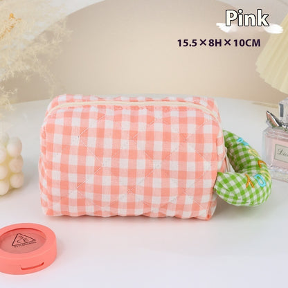 plaid cosmetic bag large capacity good looking ins cute portable storage bag