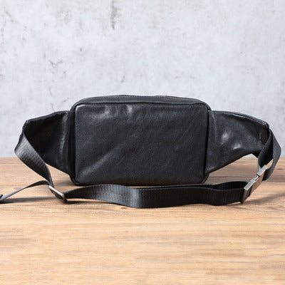 mens small backpack single shoulder cross body head layer cowhide fanny pack