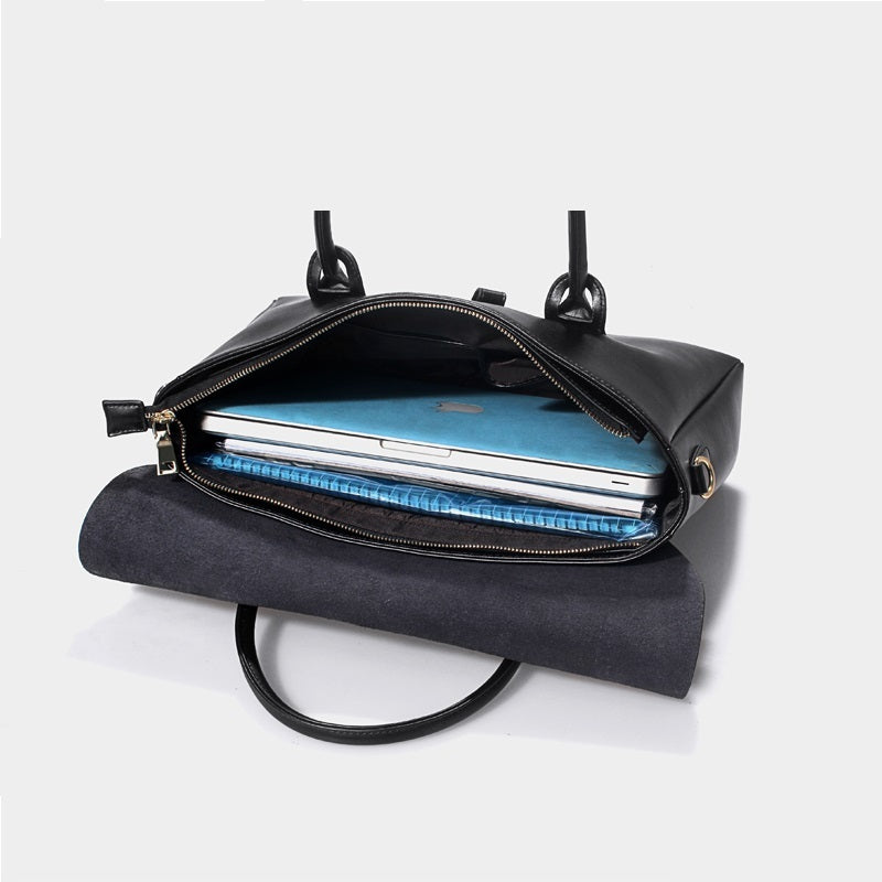 leather commuter handbag business computer briefcase a4 document bag