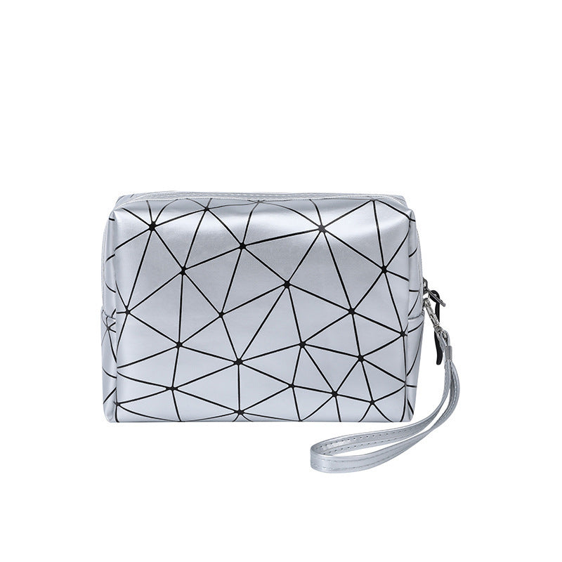 diamond triangle wash bag pu cosmetic bag