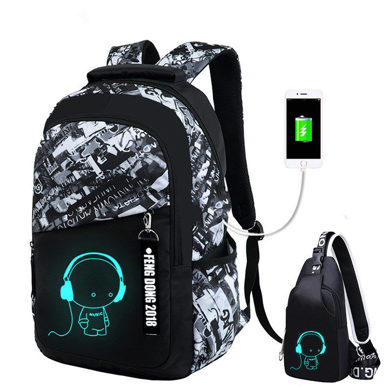 exclusive for cross border mens backpack junior high school student schoolbag backpack computer bag offload wear resistant luminous one piece dropshipping