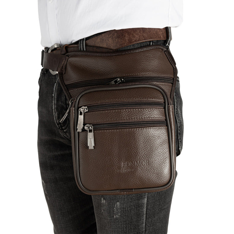 outdoor sports first layer cowhide retro cycling bag