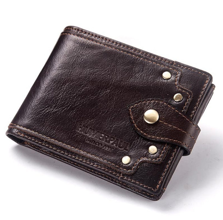 mens multi card anti magnetic real cowhide wallet