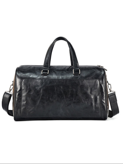 leather retro portable travel bag for men