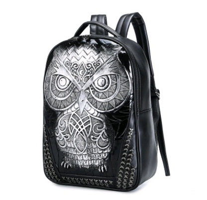 womens bag fashion sports pu backpack owl 3d animal head student computer bag