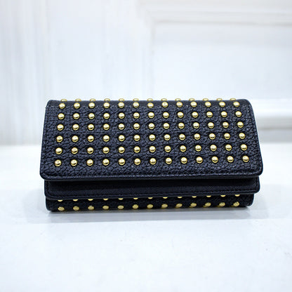 womens rivet three fold wallet