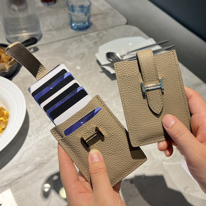 leather card holder pull out card holder thin women