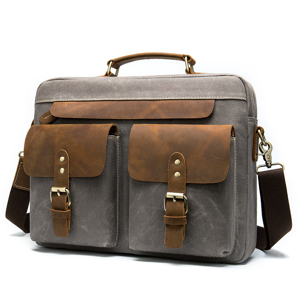 cowhide with cloth briefcase