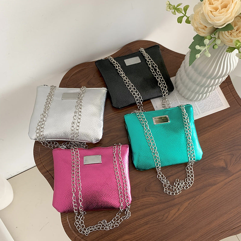 chain bag western style good looking envelope package solid color casual