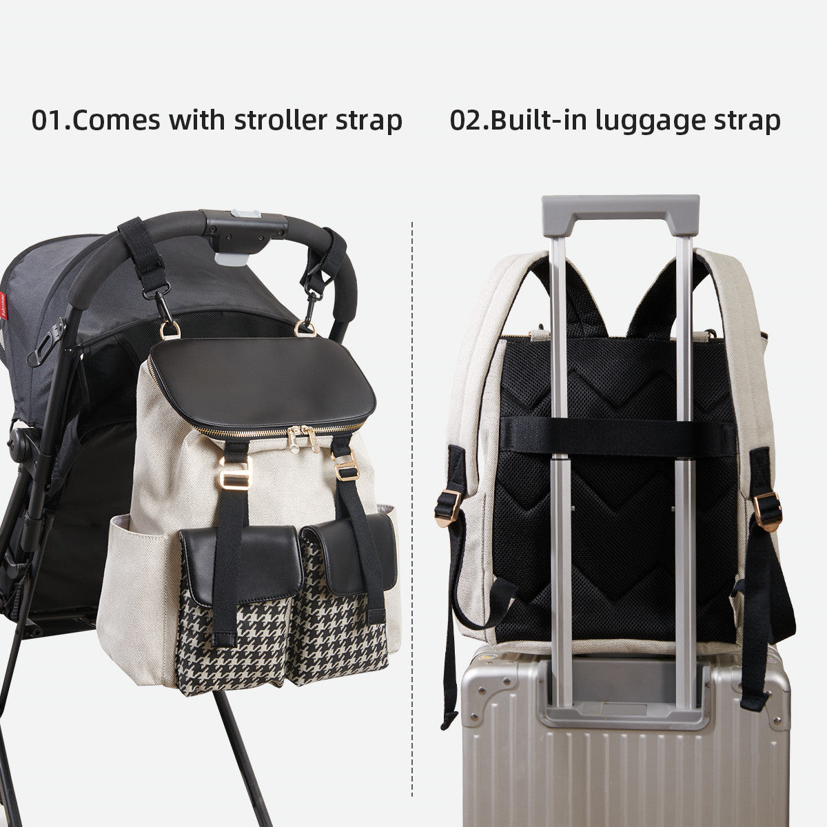 womens fashion multifunctional with diaper pad large capacity travel backpack