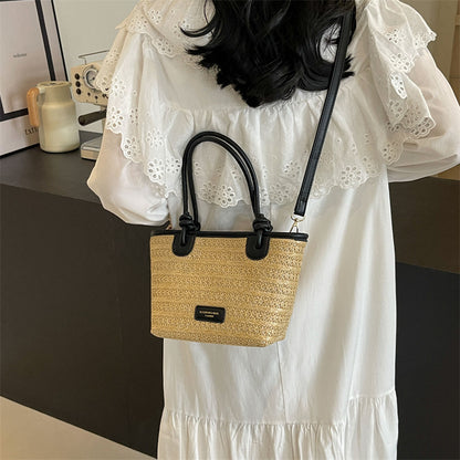 casual women beach vacation style woven bag