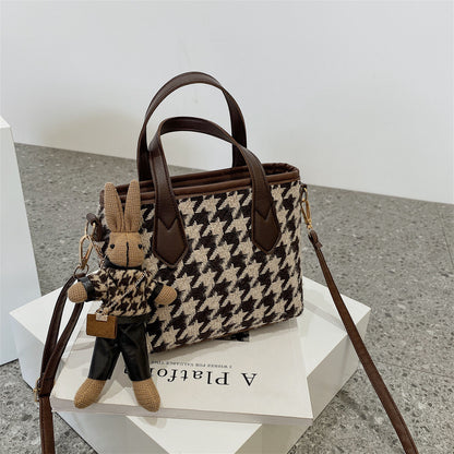 all match houndstooth shoulder portable messenger bag