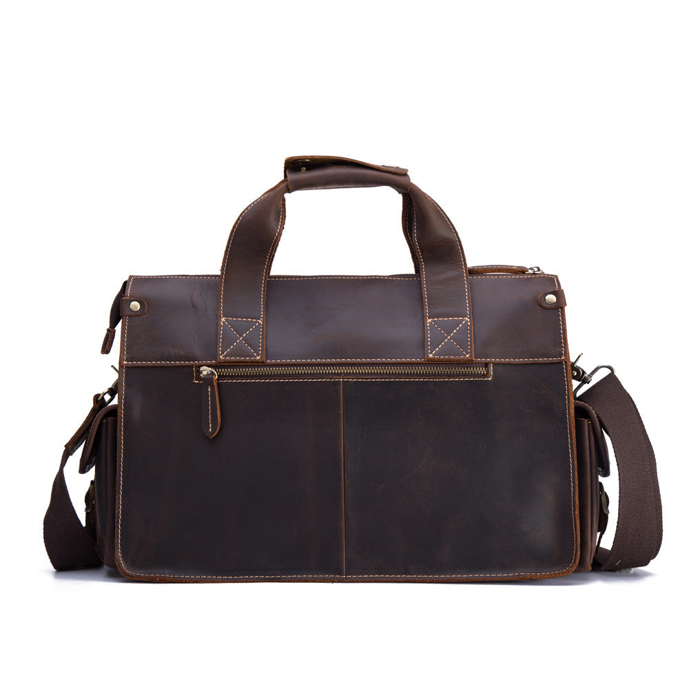 leather mens retro portable briefcase