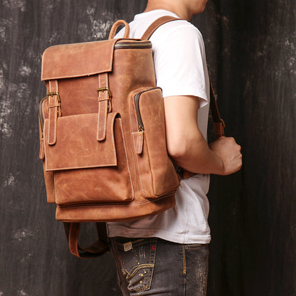 mens backpack crazy horse leather