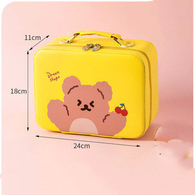 super fire cosmetic bag portable travel large capacity girl heart cute suitcase