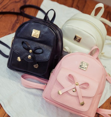 spring and summer new womens bag retro fashion backpack korean version of the bow student bag travel backpack