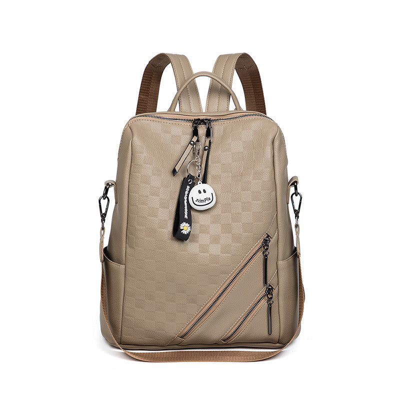 fashion checkerboard backpack casual shoulder bag all match shopping travel bags for women