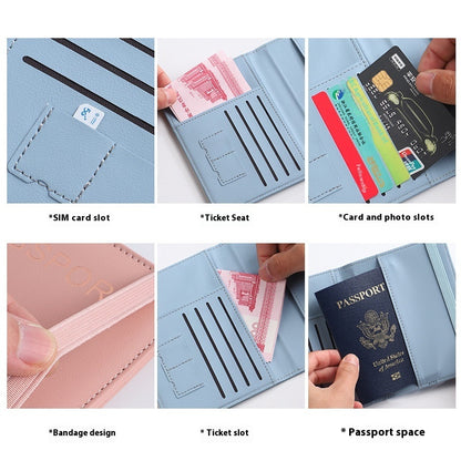 pu leather passport bag rfid multiple card slots multifunctional certificate holder