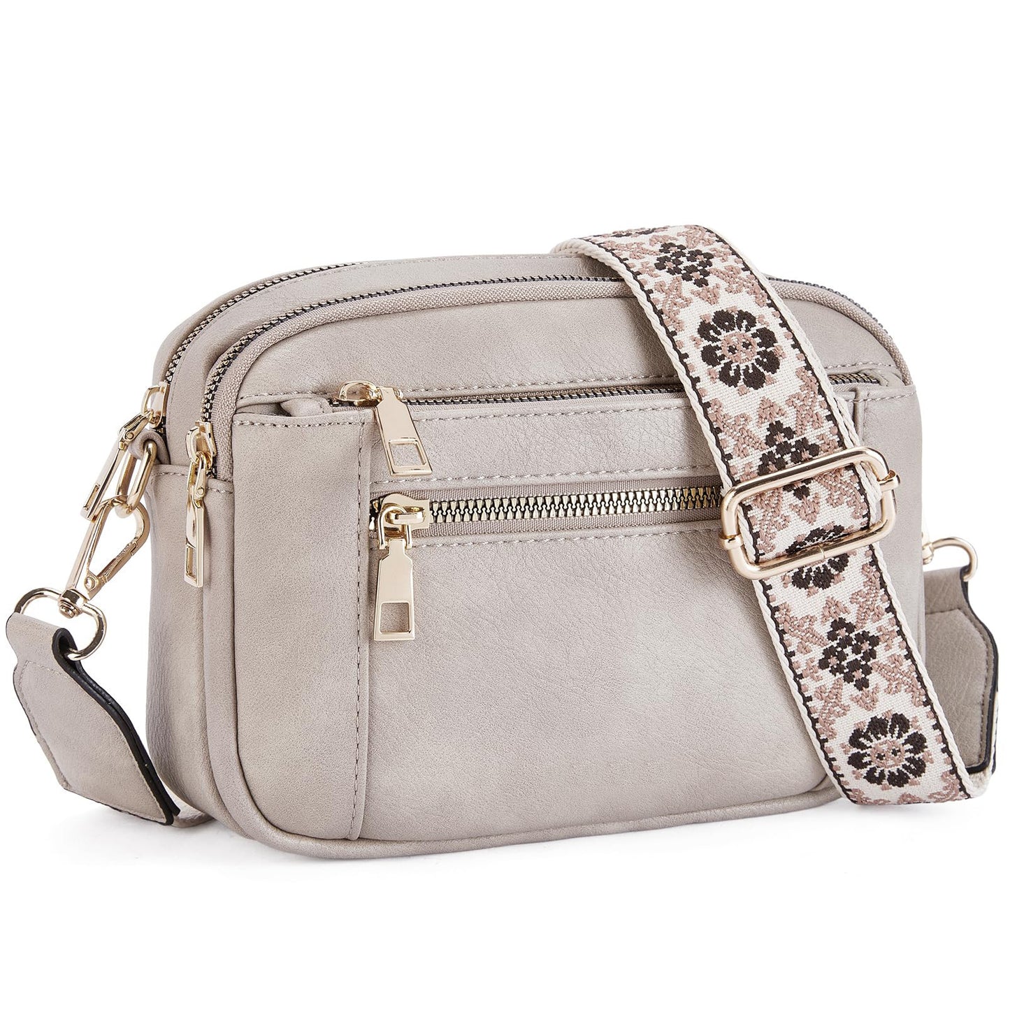 cow color matching multifunctional zipper crossbody bag