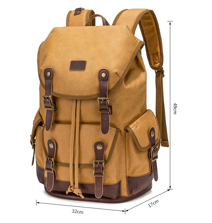 large capacity waterproof outdoor canvas vintage backpack