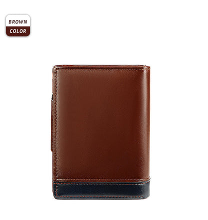 pu leather multifunctional zipper short mens wallet