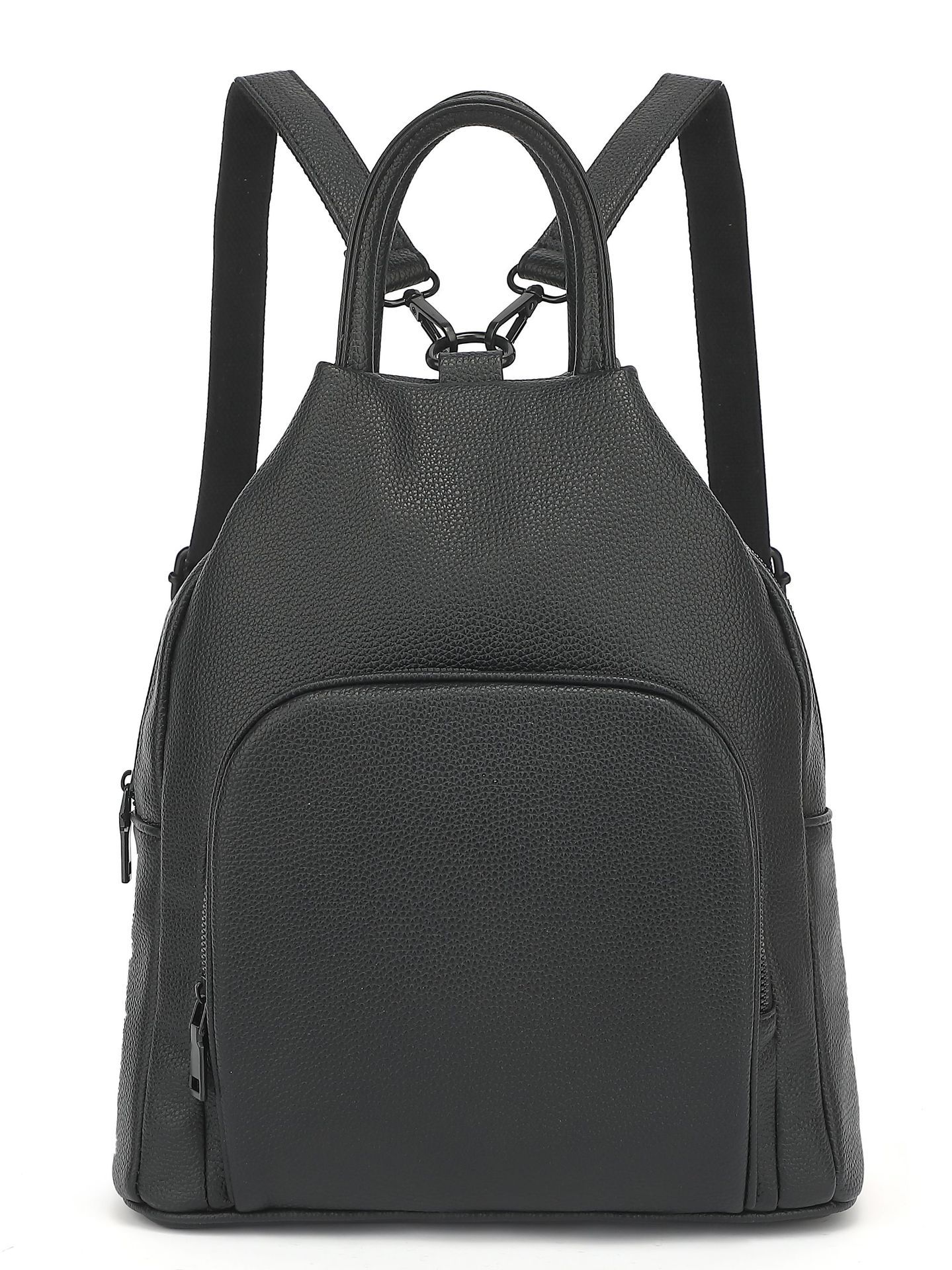 pu backpack practical soft leather zipper handbag