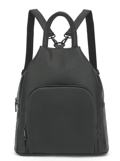 pu backpack practical soft leather zipper handbag