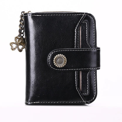 oil wax genuine leather ladys wallet european and american style