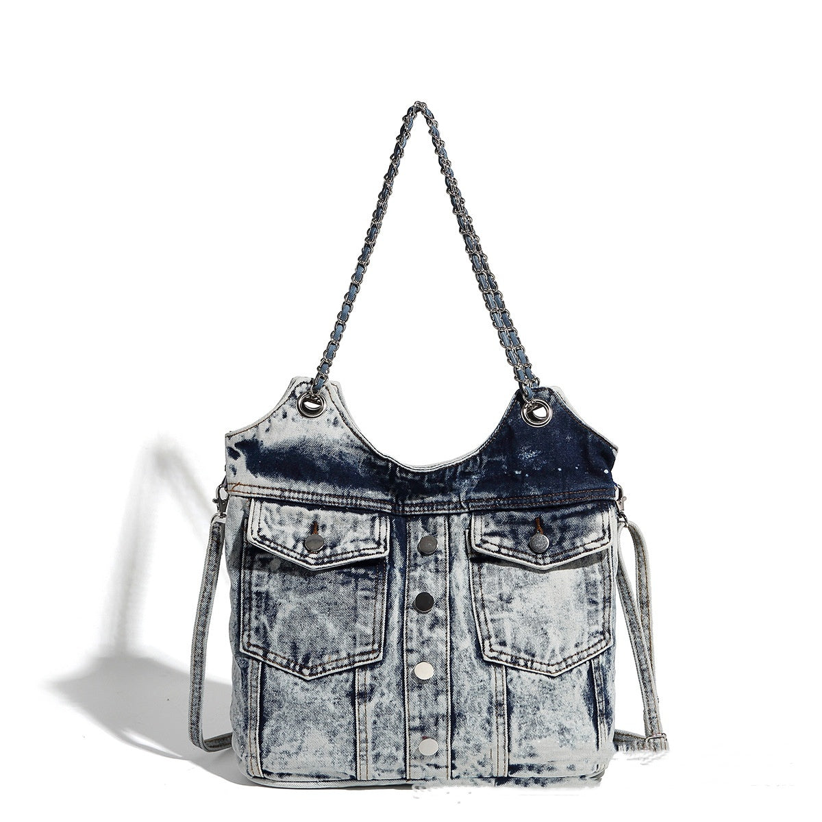 large capacity fashion jean bag retro underarm shoulder bag