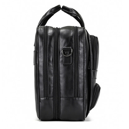 mens leather briefcase three compartment large capacity business handheld cowhide 17 inch commuter computer bag
