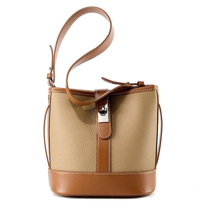 top layer cowhide bucket bag all match genuine leather womens messenger bag