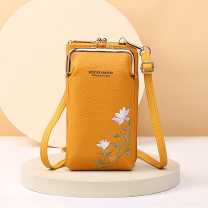 fashion litchi embroidery crossbody shoulder bag