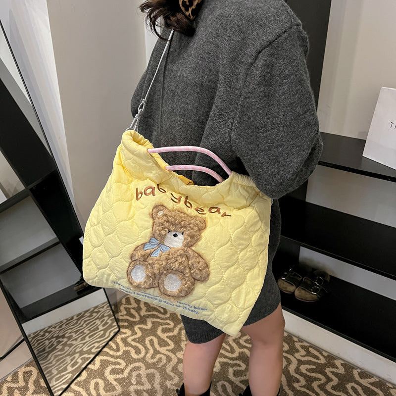 drawstring shoulder cute cartoon embroidery crossbody bag