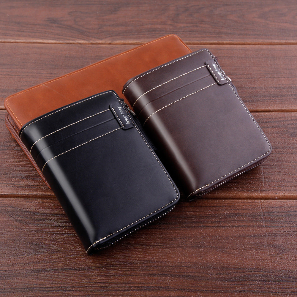 mens wallet short wallet retro zipper dollar