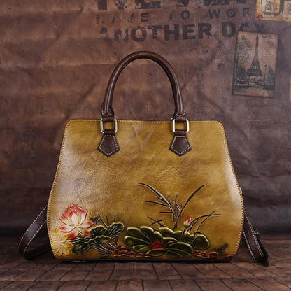 cowhide handbags cross border retro ladies handbags