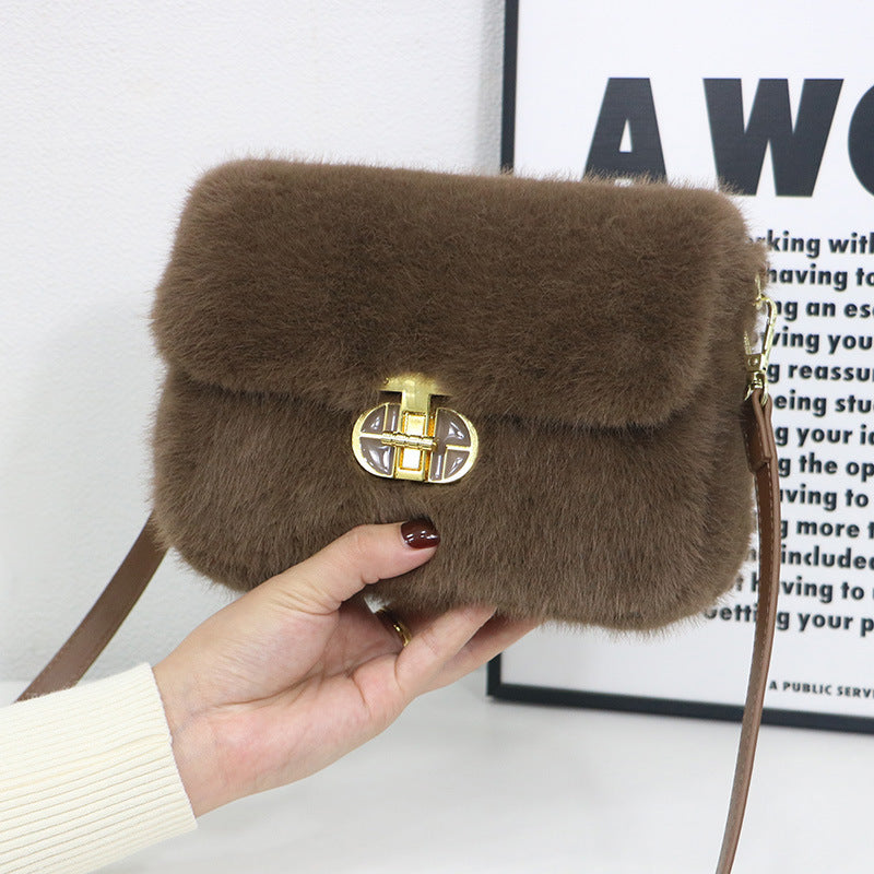 female autumnwinter bag plush crossbody bag