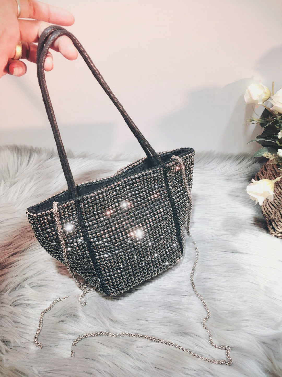 new style shoulder bag female bag flash diamond dumpling bag rhinestone bag